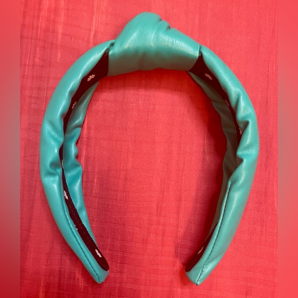 Lele Sadoughi Lagoon Teal Faux Leather Knotted Headand main image 8